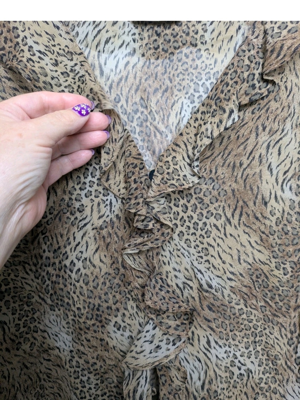 Chicos 2 Silk Animal Print Blouse Large Chicos Design Vintage - Picture 4 of 9